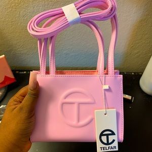 Small Bubblegum Pink Telfar Shopping Bag